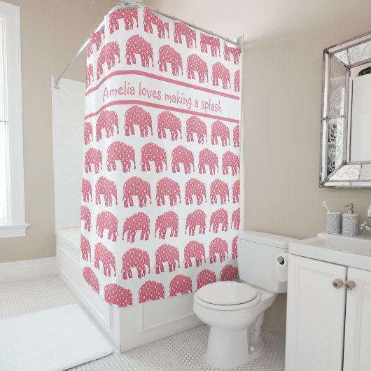 Gepersonaliseerde Roze Olifant  Douchegordijn (In situ)