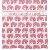 Gepersonaliseerde Roze Olifant  Douchegordijn (Voorkant)