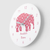 Gepersonaliseerde roze olifant slaapkamer grote klok (Hoek)