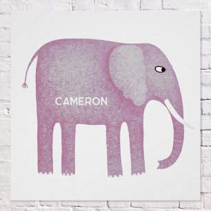 Gepersonaliseerde roze olifant Waterverf Perfect Poster
