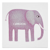 Gepersonaliseerde roze olifant Waterverf Perfect Poster (Voorkant)