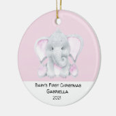 Gepersonaliseerde roze olifantenbaby's, eerste Ker Keramisch Ornament (Links)