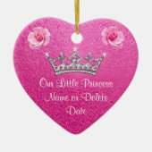 Gepersonaliseerde roze onze kleine prinses siervoo keramisch ornament (Voorkant)