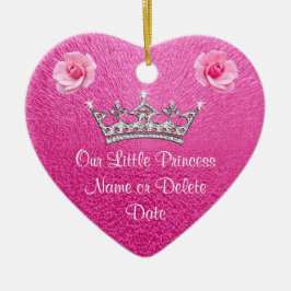 Gepersonaliseerde roze onze kleine prinses siervoo keramisch ornament