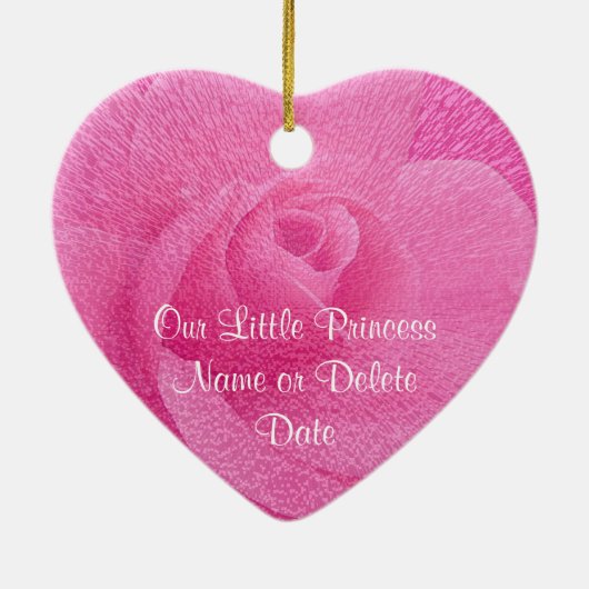 Gepersonaliseerde roze onze kleine prinses siervoo keramisch ornament (Achterkant)