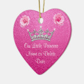 Gepersonaliseerde roze onze kleine prinses siervoo keramisch ornament (Links)