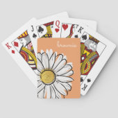 Gepersonaliseerde Roze & Oranje Daisy Bloemen Poke Pokerkaarten (Achterkant)