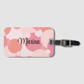 Gepersonaliseerde roze-oranje molecule bagagelabel (Voorkant (horizontaal))
