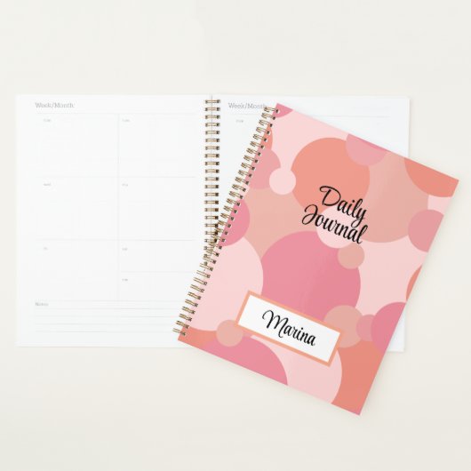 Gepersonaliseerde roze-oranje moleculen planner (Display)