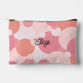 Gepersonaliseerde roze-oranje moleculen toilettas etui