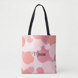 Gepersonaliseerde roze-oranje moleculen tote bag