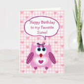 Gepersonaliseerde roze orwl Happy Birthday Card Zu Kaart (Voorkant)