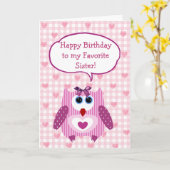 Gepersonaliseerde roze orwl Happy Birthday Card Zu Kaart (Gele Bloem)