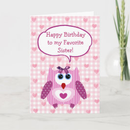 Gepersonaliseerde roze orwl Happy Birthday Card Zu Kaart