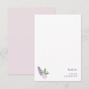 Gepersonaliseerde Roze & Paarse Bloemen Dank u kaa Bedankkaart