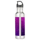 Gepersonaliseerde roze Paarse glitter eenhoorn gez Waterfles (Achterkant)