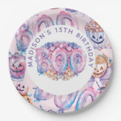 Gepersonaliseerde roze Paarse Halloween Boo Papieren Bordje (Voorkant)