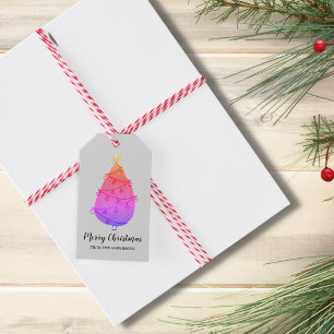Gepersonaliseerde roze Paarse kerstboom Cadeaulabel