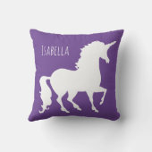 Gepersonaliseerde roze Paarse Unicorn Silhouette G Kussen (Achterkant)