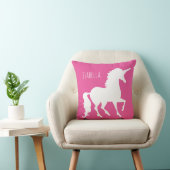 Gepersonaliseerde roze Paarse Unicorn Silhouette G Kussen (Stoel)