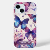 Gepersonaliseerde roze Paarse Waterverf vlinder Case-Mate iPhone Case (Achterkant)