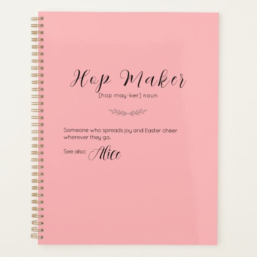 Gepersonaliseerde Roze Paashaas Planner - Hop Make (Voorkant)