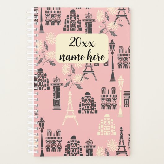 Gepersonaliseerde Roze Paris Planner (Voorkant)