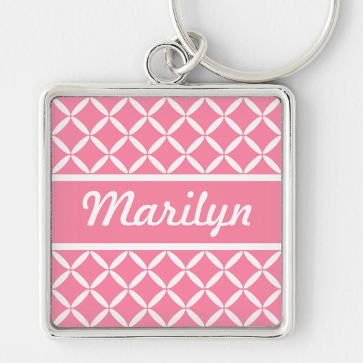 Gepersonaliseerde Roze Patroon Sleutelhanger (Voorkant)