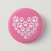 Gepersonaliseerde roze paw print ronde button 5,7 cm (Voorkant)