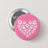 Gepersonaliseerde roze paw print ronde button 5,7 cm (Voorkant /achterkant)