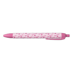 Gepersonaliseerde roze pen - Elke naam met harten