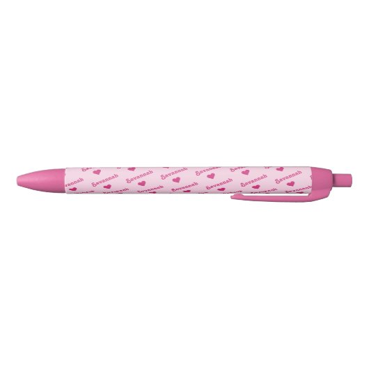 Gepersonaliseerde roze pen - Elke naam met harten (Bodem)