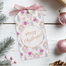 Gepersonaliseerde roze peperkoek Kerstmis Cadeaulabel