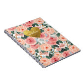 Gepersonaliseerde roze & perzik Bloemen Notitieboek (Rechterzijde)