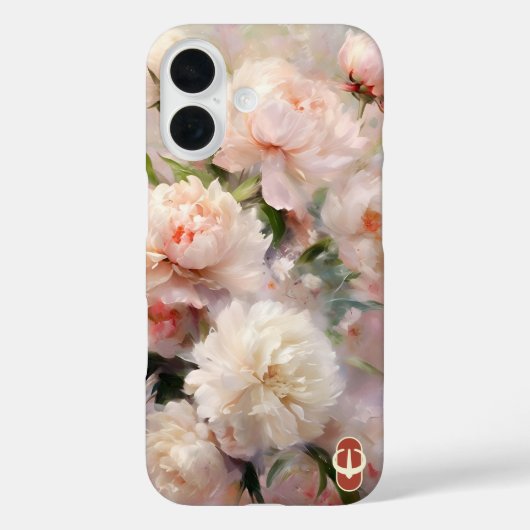 Gepersonaliseerde Roze Pioen Monogram Naam Case-Mate iPhone Case (Achterkant)