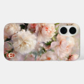 Gepersonaliseerde Roze Pioen Monogram Naam Case-Mate iPhone Case (Achterkant (horizontaal))