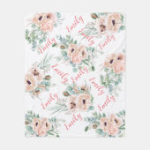 Gepersonaliseerde roze pioenen fleece deken (Voorkant)