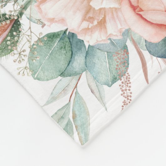 Gepersonaliseerde roze pioenen fleece deken (Hoek)