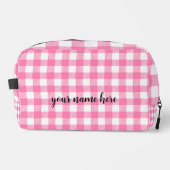 Gepersonaliseerde Roze Plaid Toilettas Toilettasje (Voorkant)