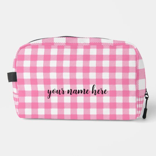 Gepersonaliseerde Roze Plaid Toilettas Toilettasje (Voorkant)