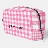 Gepersonaliseerde Roze Plaid Toilettas Toilettasje (Rechterhoek)