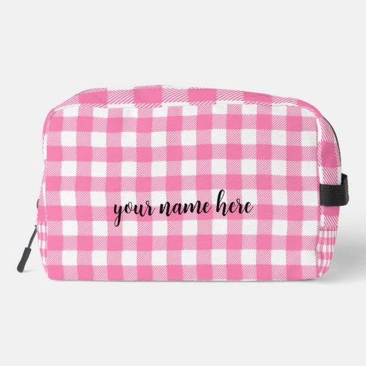 Gepersonaliseerde Roze Plaid Toilettas Toilettasje (Achterkant)