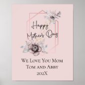 Gepersonaliseerde roze platte Moederdag Poster (Voorkant)