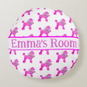 Gepersonaliseerde Roze Poedel Rond Kussen (Voorkant)