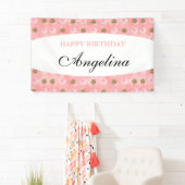Gepersonaliseerde roze poka-Dot Birthday Banner (Insitu)