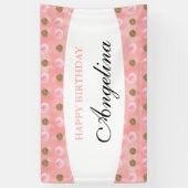 Gepersonaliseerde roze poka-Dot Birthday Banner (Verticaal)