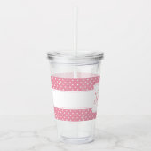 Gepersonaliseerde roze pokadot acryl drinkbeker (Voorkant)
