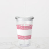 Gepersonaliseerde roze pokadot acryl drinkbeker (Rechts)