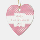 Gepersonaliseerde roze pokadot keramisch ornament (Links)