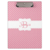 Gepersonaliseerde roze pokadot klembord (Voorkant)